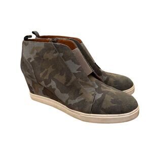 Linea Paolo Felicia wedge booties in a camouflage print suede